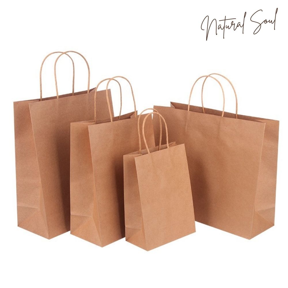 Combo 10 Túi Giấy Kraft Nhật - Quai Giấy Chắc Chắc - Loại Cao Cấp - Cửa Hàng Nến Thơm và Quà Tặng Natural Soul