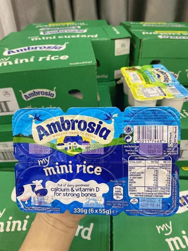 [DATE Tháng 9-12/2022]Váng sữa Ambrosia UK 6M+ ( 6 x 55gr) Air