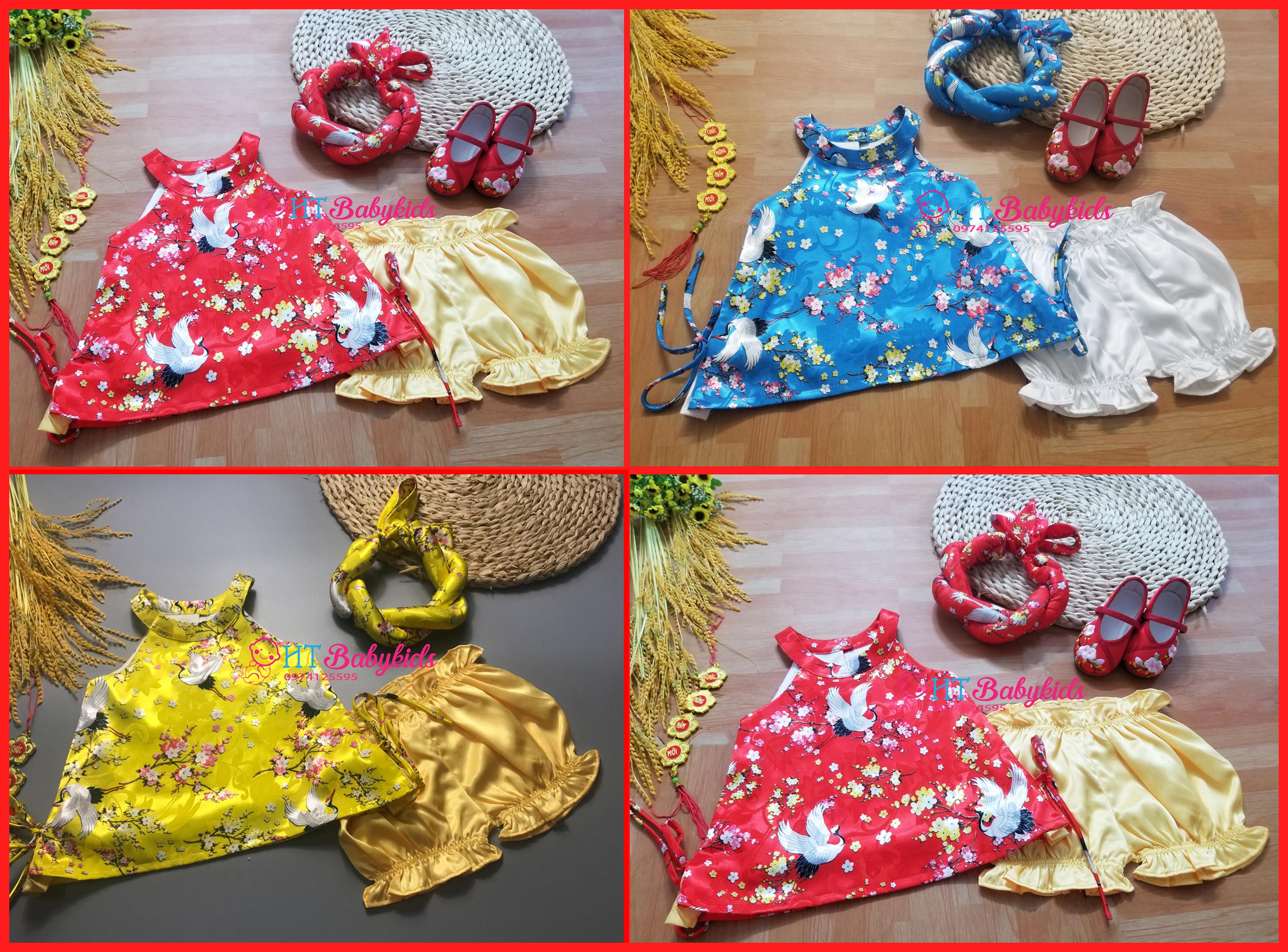 Set Yếm Gấm Cho Bé Gái Tết