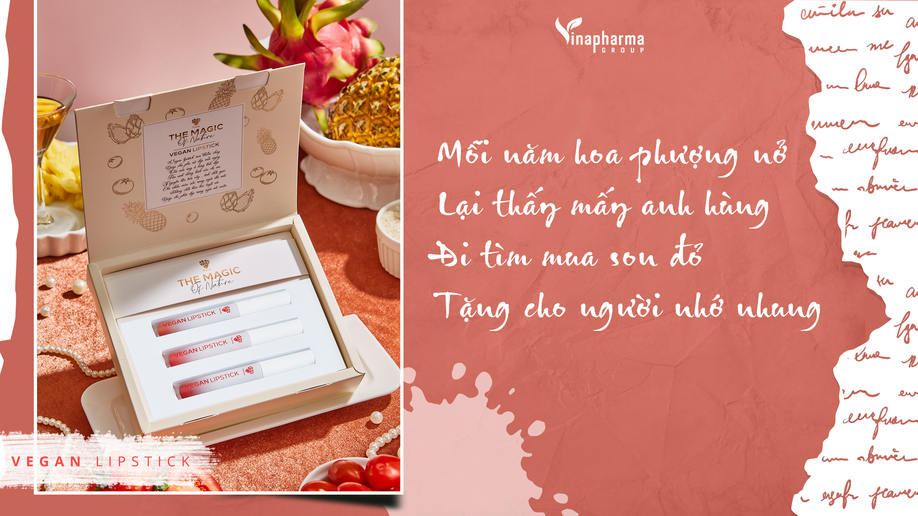 Son Kem Lì thuần chay VEGAN LIPSTICK ( Combo 3 thỏi son - Tặng sữa tẩy trang 155k)