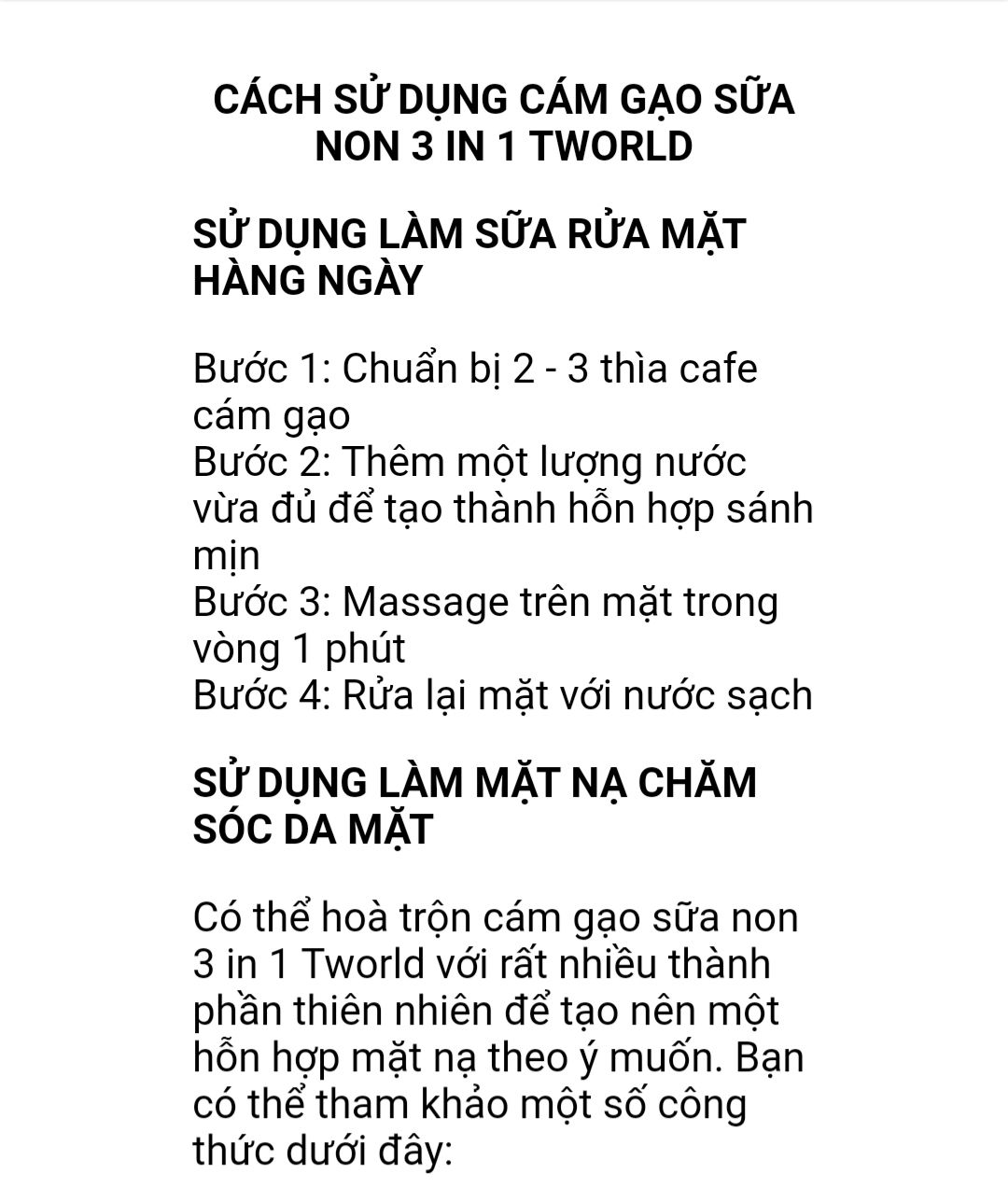 Cám gạo sữa non 3 in 1 TWORLD