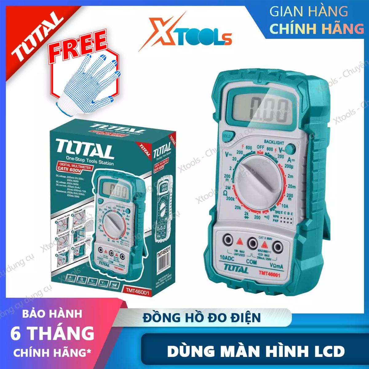 Đồng multimeter total TMT46001 has high applicability. Equipment Power multimeter material premium screen LCD 1999 counts-genuine product [XTools] [xsafe]