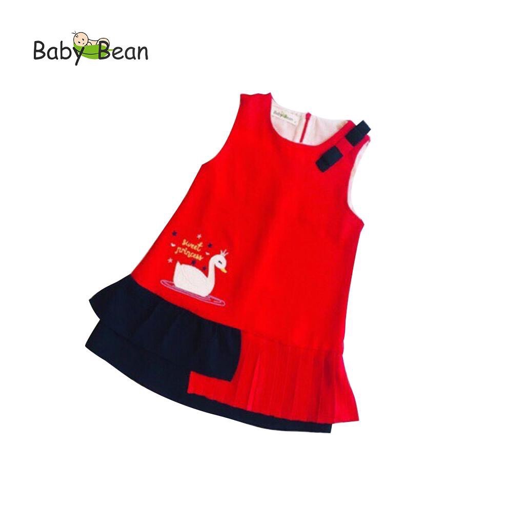 Đầm Đũi thêu Thiên Nga Xếp Ly bé gái BabyBean