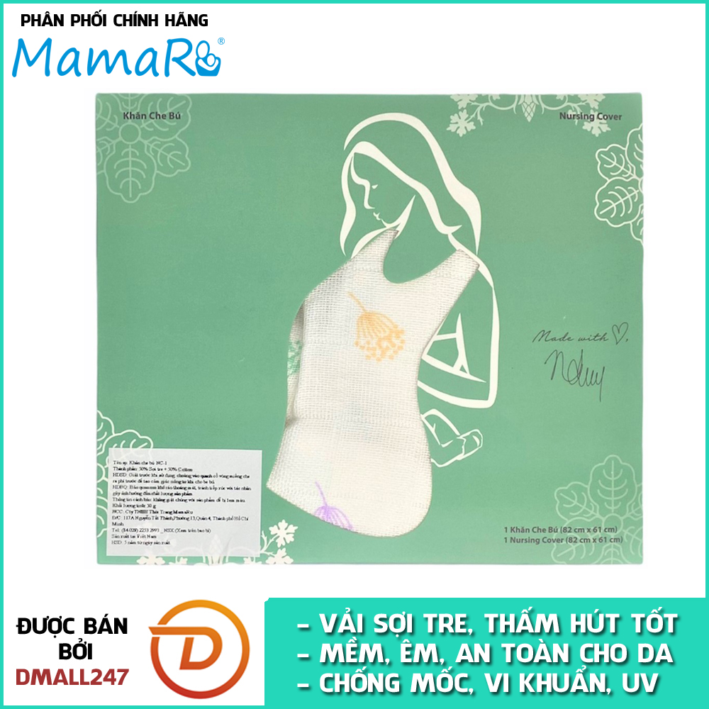 Khăn che bú vải sợi tre cho bé Mamaru MA-CB01 - Diệt khuẩn, hút ẩm tốt