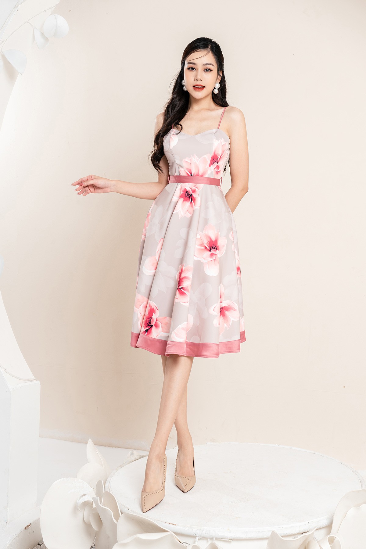 Đầm Dạ Hội Lamer Nơ Eo Phối S63L22Q036