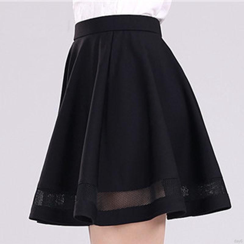 Chân váy xếp ly phối lưới (Đen)