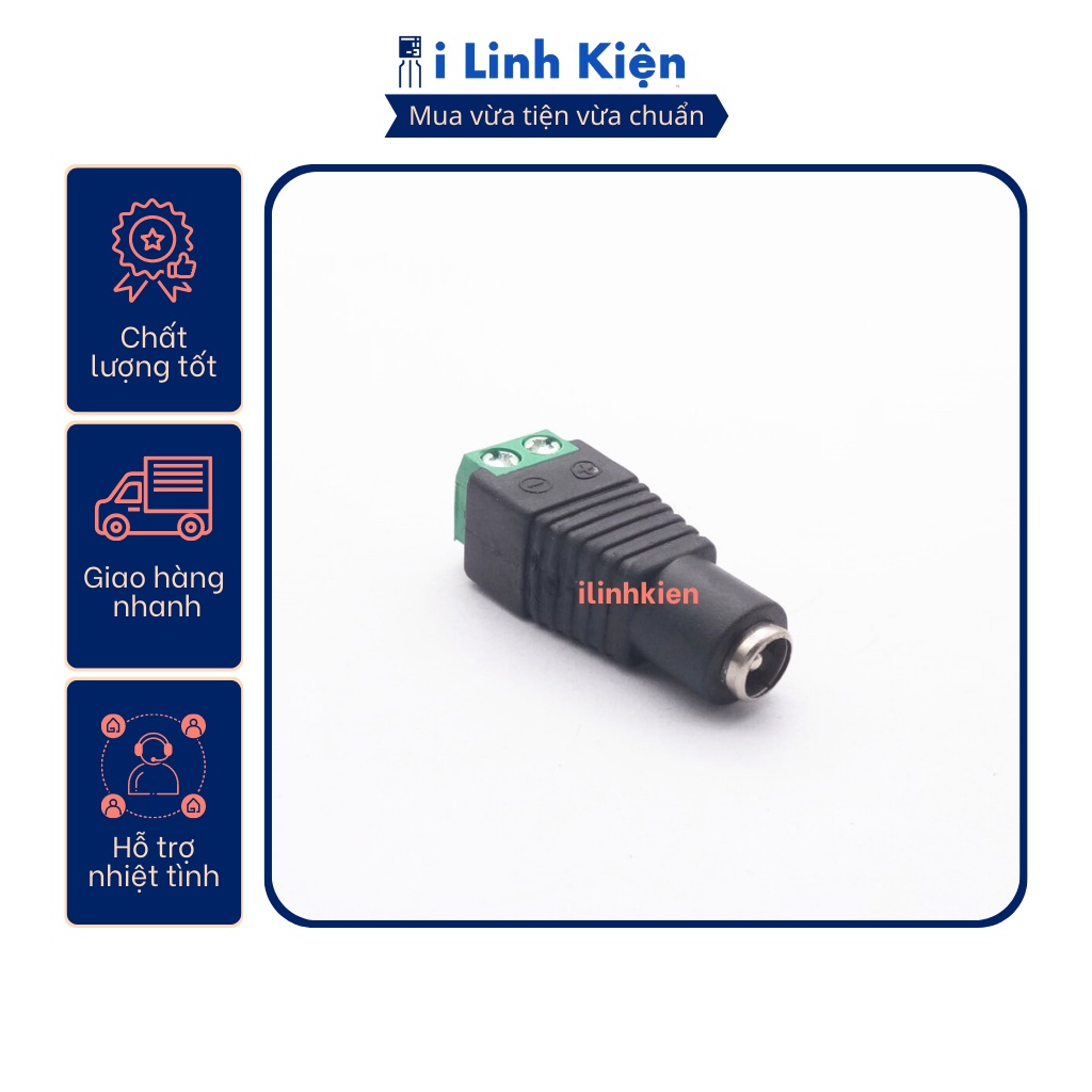 Jack nguồn DC cái 5.5x2.1mm đấu dây dùng vít