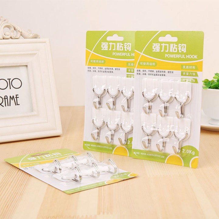 [HCM]Vỉ 6 móc dán tường siêu chắc