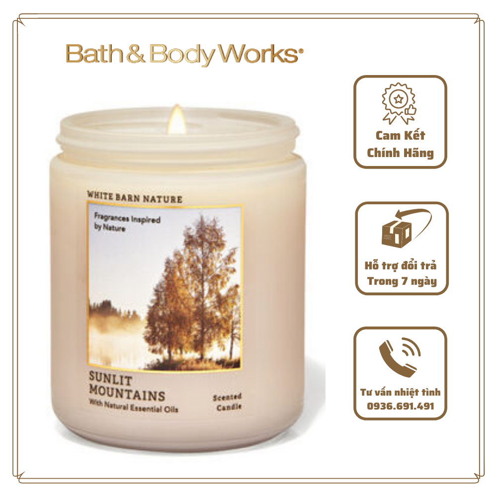 < BBW USA > Nến thơm Bath & Body Works SUNLIT MOUNTAINS 1bấc 198g