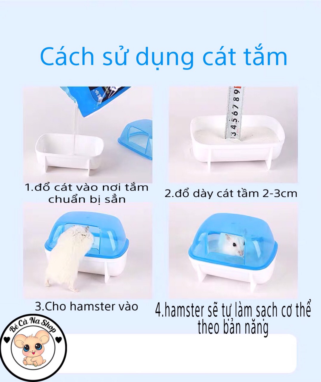 Cát tắm cho hamster ( thơm dai,cát trắng mịn) bao 1kg (bé cà na)