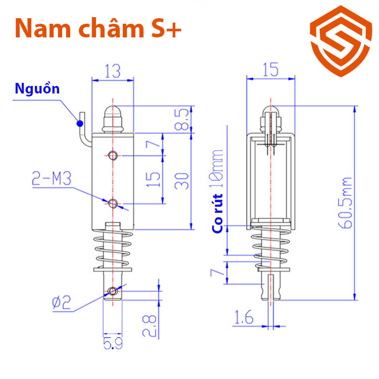 Khóa cửa nam châm điện LS-0530B 12V 24V (chốt điện)