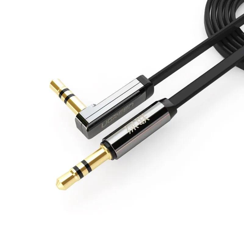 Ugreen 10598 1.5m màu đen cáp âm thanh 2 đầu 3.5mm dương đầu vuông góc mạ vàng av119