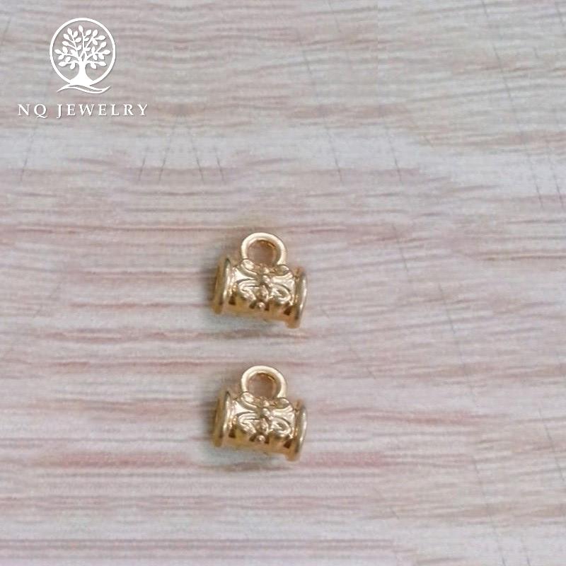 Charm hợp kim ống trụ đốt trúc gắn charm treo mạ vàng 5x8mm - NQ Jewelry