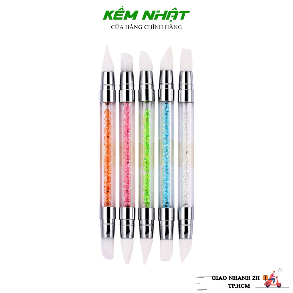 Set bút silicon cán đá 2 đầu dùng đính đá - nặn hoa - dán foil