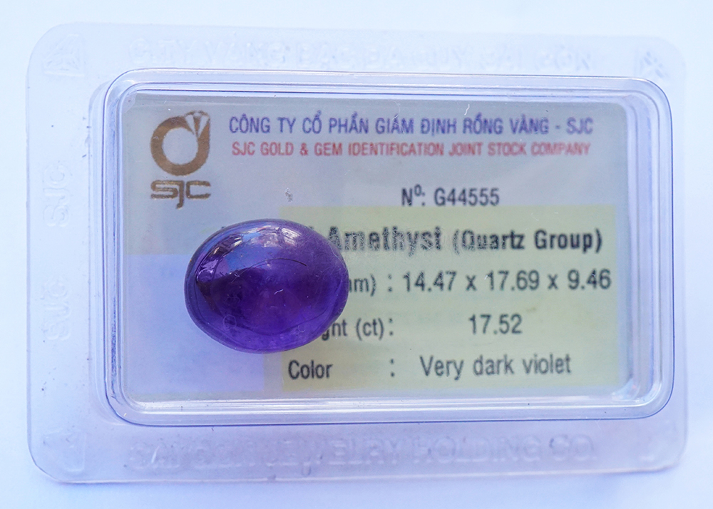 Mặt dây Đá Thạch anh tím tự nhiên Mẹ Maria khung bạc ATC1