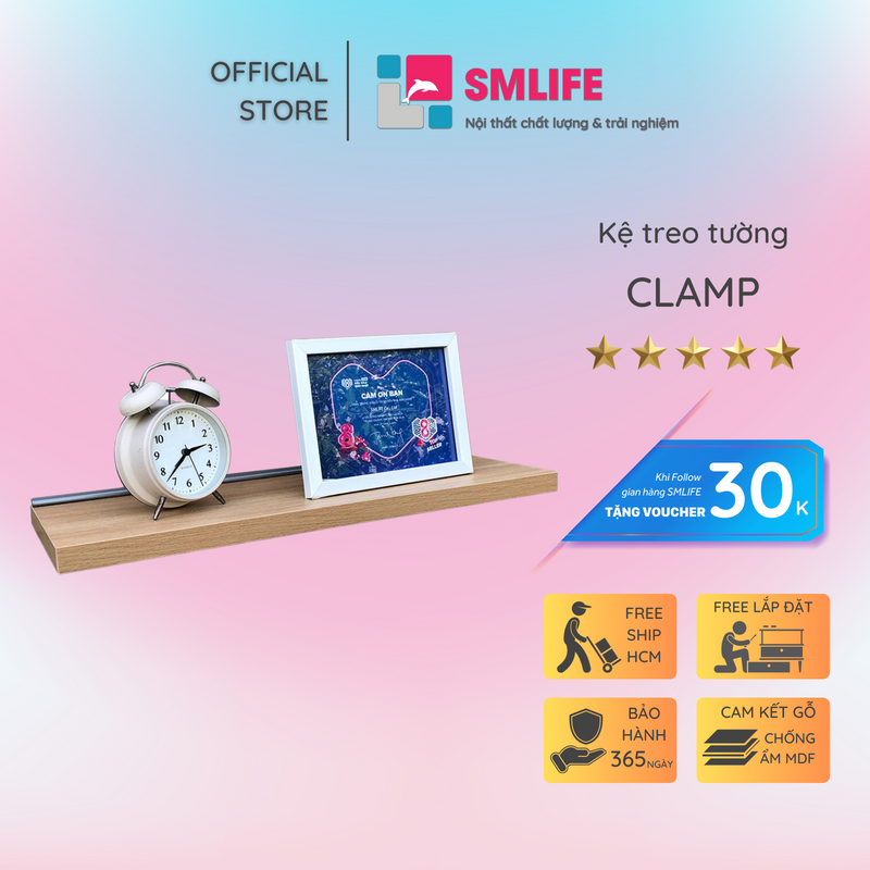 Kệ Gỗ Treo Tường Thanh Ngang SMLIFE S60 - Kết Hợp Giữa Thép Và Gỗ Dễ Lắp Đặt Trang Trí Dành Cho Căn Hộ Nhỏ