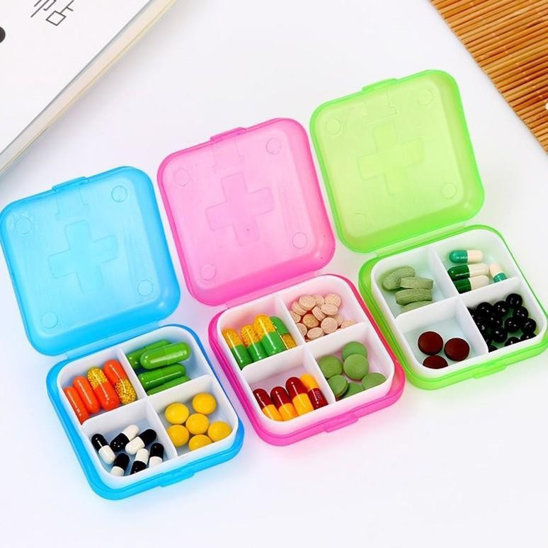[HCM] Hộp đựng thuốc -Hộp chia thuốc 4 ngăn tiện dụng cho gia đình SK