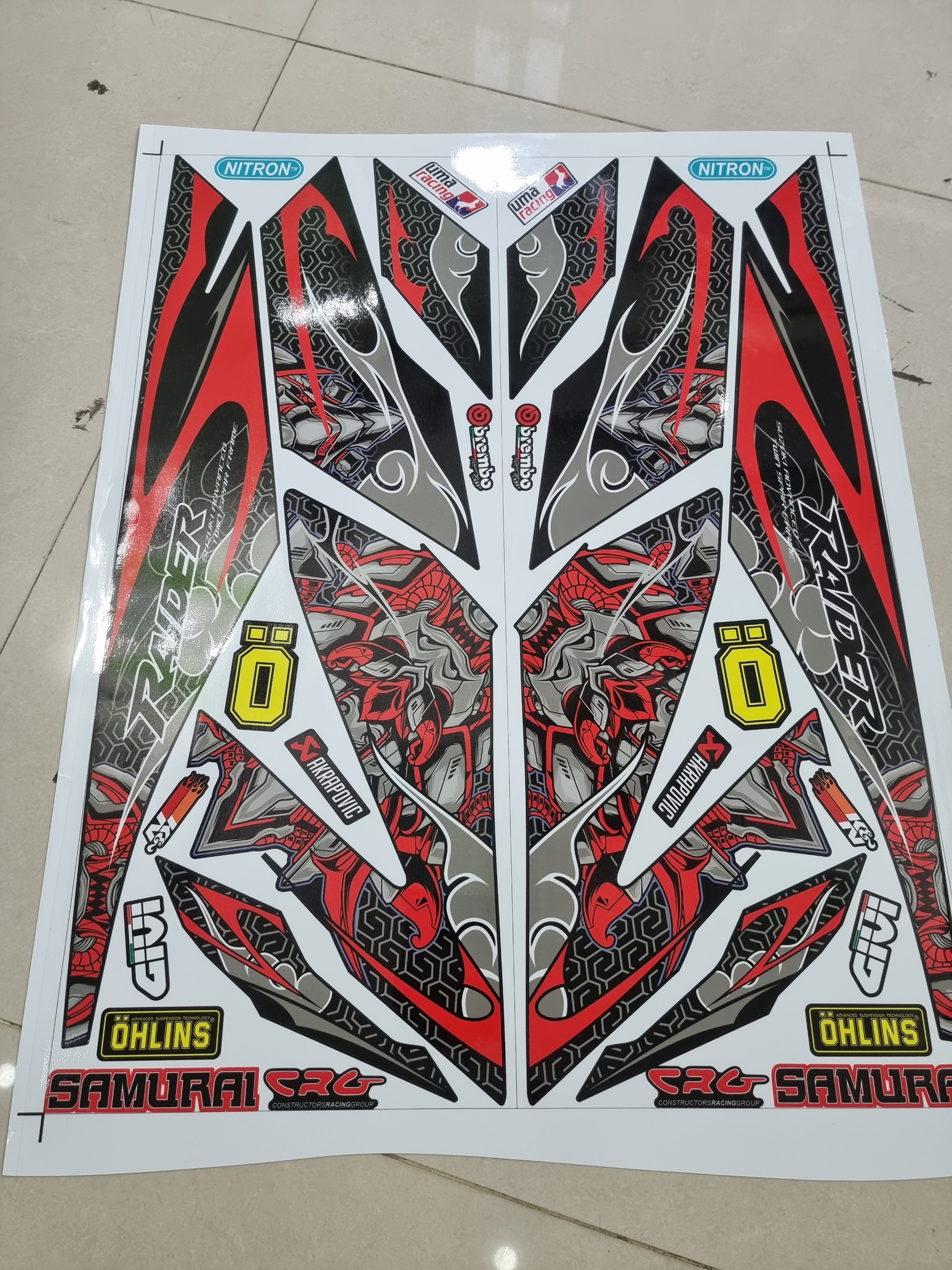 Tem xe raider fi samurai siêu ngầu tặng logo