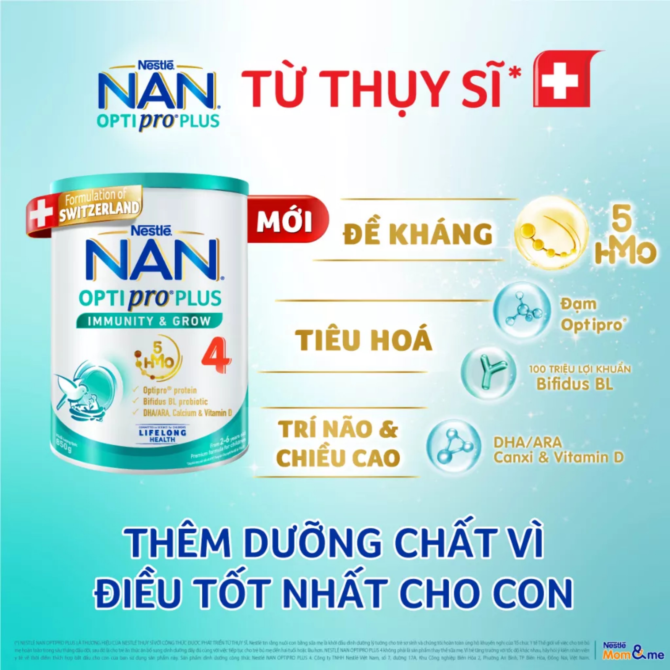 (HSD T2-2026) (MẪU MỚI) Sữa Bột Nestle NAN OPTIPRO PLUS 5HMO Số 4 – Hộp 800g.