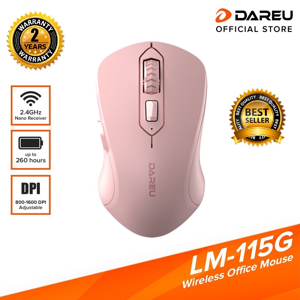 Chuột không dây Dare-U LM115G Pink/ Black BH 2 năm