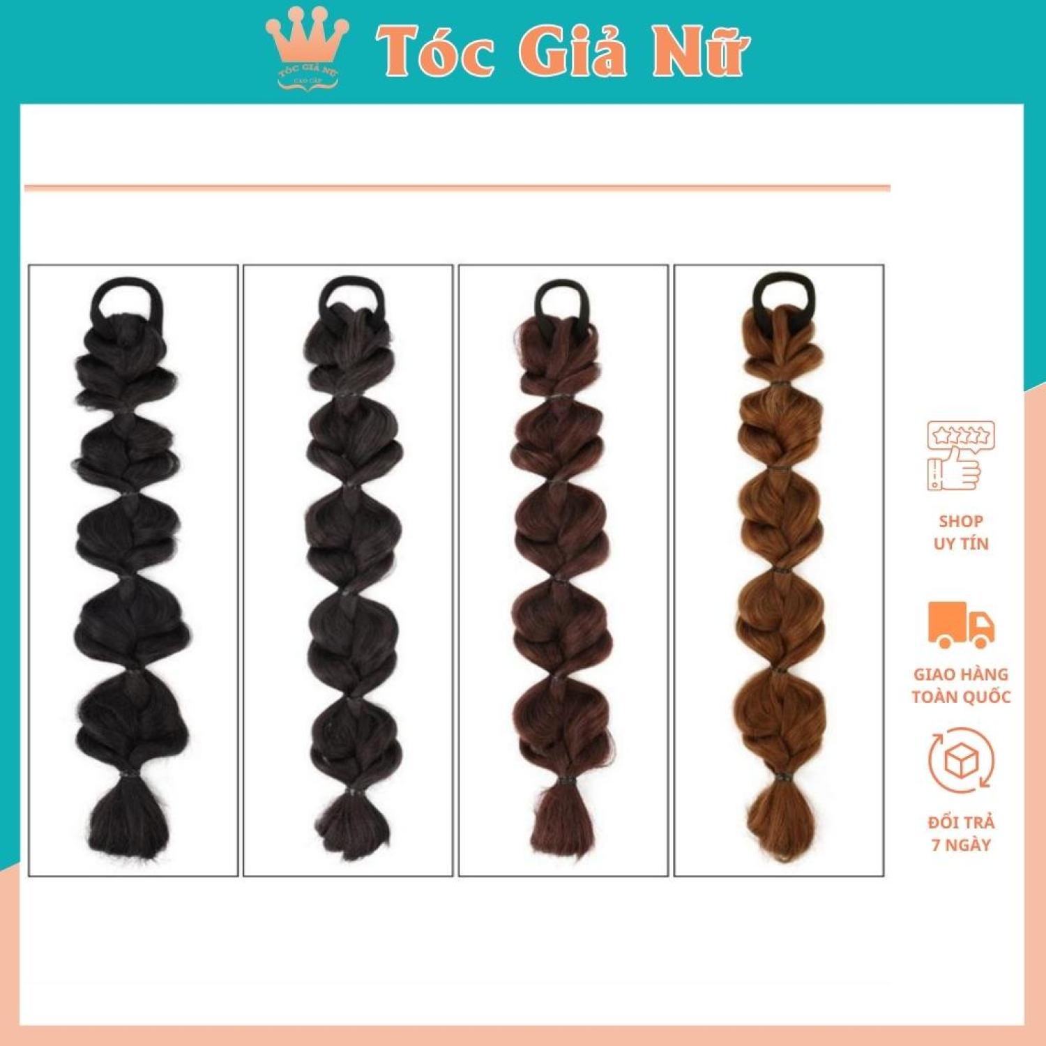 Tóc giả cột thắt bính to loại 25cm mã 007