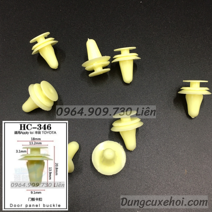 Bộ 20 đinh tán, chốt vít nở vit Nhựa Loại 1 cho xe hơi ô tô toyota Nhựa Nylon Polyme AHC346
