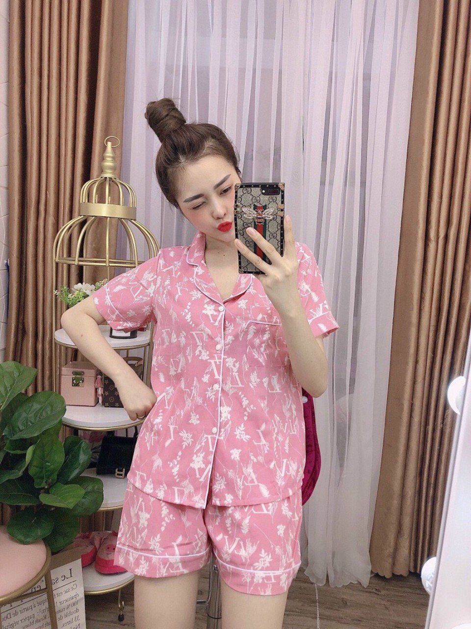 PIAMA QUẦN ĐÙI VẢI LỤA HÀN MẶC THOẢI MÁI SIZE DƯỚI 60KG.LH009