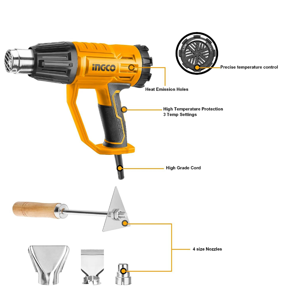 Máy khò nhiệt , máy thổi nóng 2000W Ingco HG200047