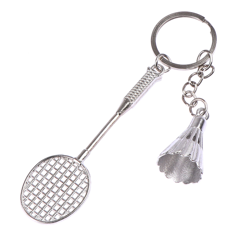 Gnr40lil móc khóa vợt cầu lông kim loại móc khóa mini cho xe hơi móc chìa khóa thể thao quà tặng