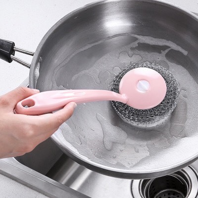 Cây cọ xoong nồi búi sắt có tay cầm tiện lợi/ cây cọ nồi
