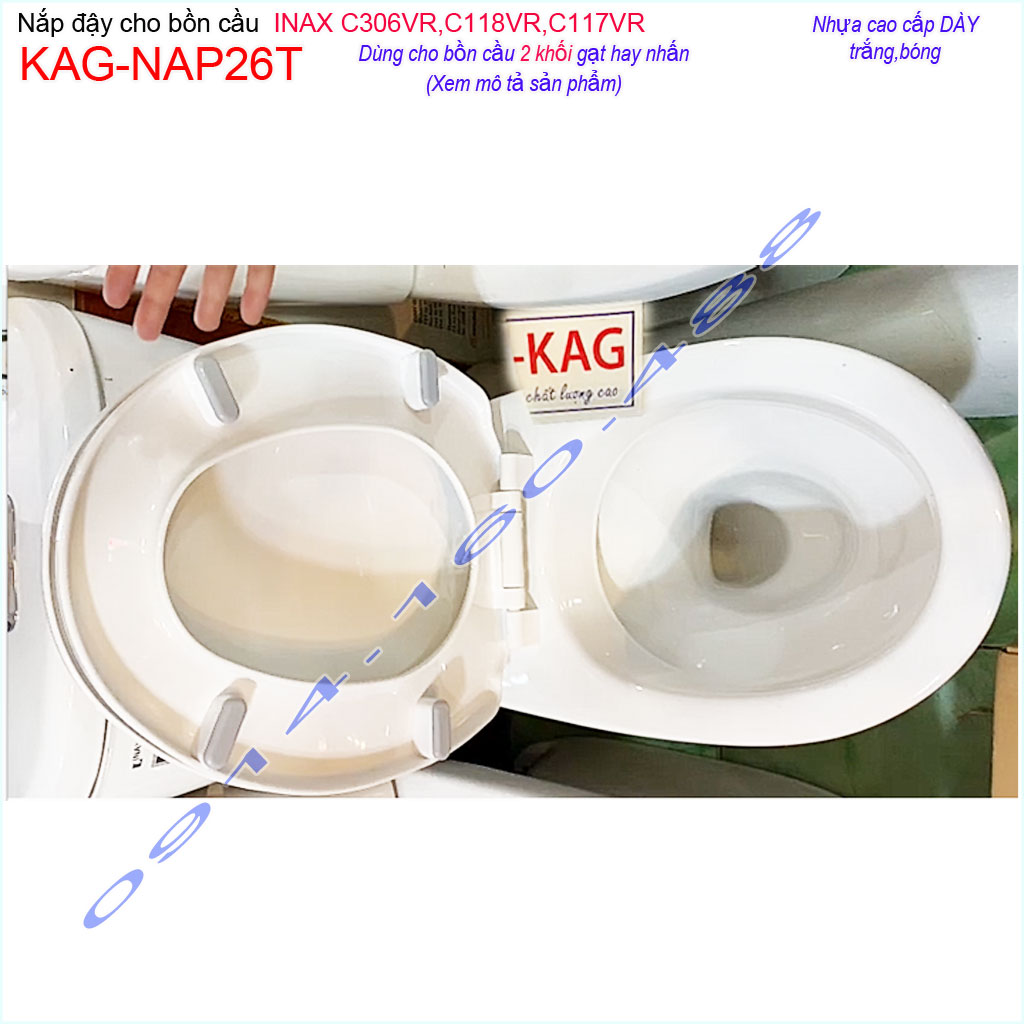 [HCM]Nắp đậy cho bồn cầu LInax KAG-NAP26T Màu trắng KHÔNG RƠI ÊM, Nắp xí bệt C117-C306-C108 2 khối nhựa bóng-đẹp sử dụng tốt