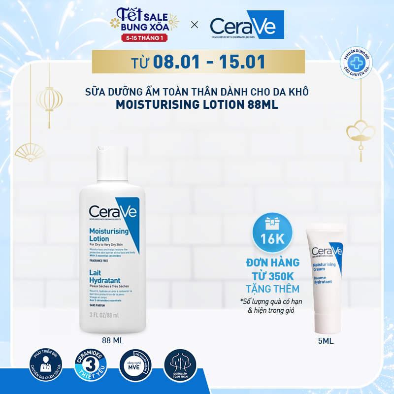 Sữa dưỡng giúp dưỡng ẩm dành cho da khô CeraVe Daily Moisturizing Lotion