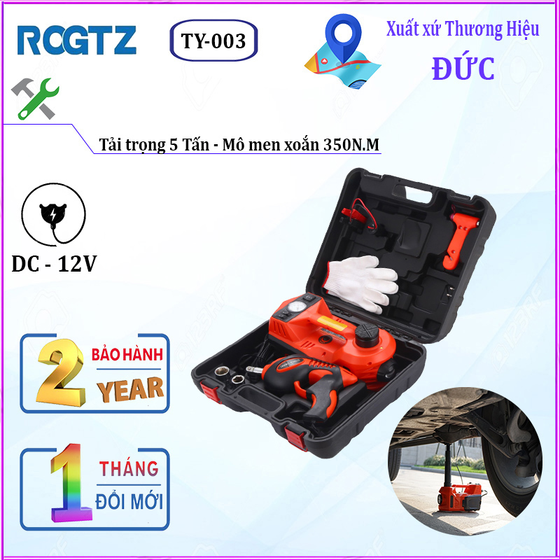 [BH 24 THÁNG] Bộ nâng kích gầm điện, kiêm máy bơm lốp và máy siết ốc ô tô đa năng 3 trong 1 ROGTZ TY-003