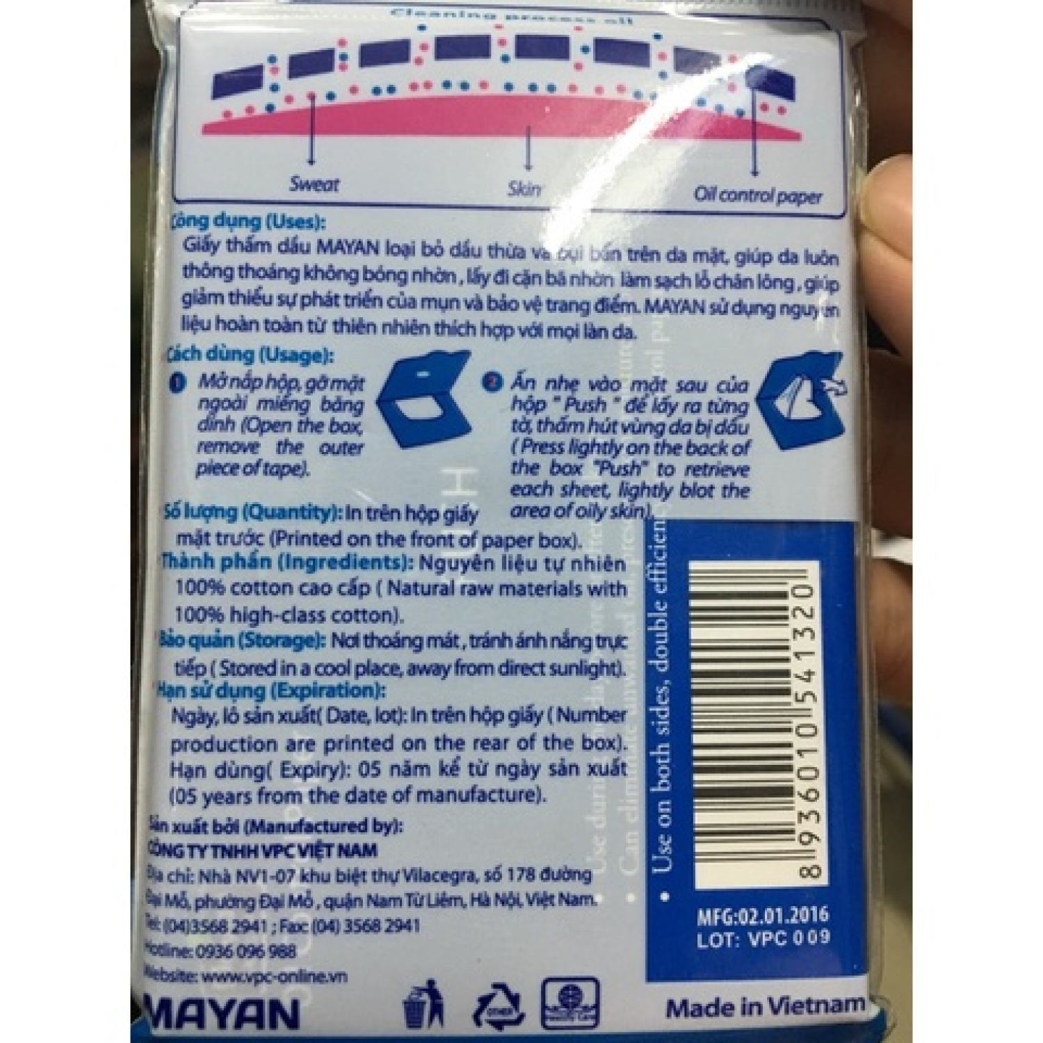 Giấy thấm dầu Mayan Gói 100 tơ`