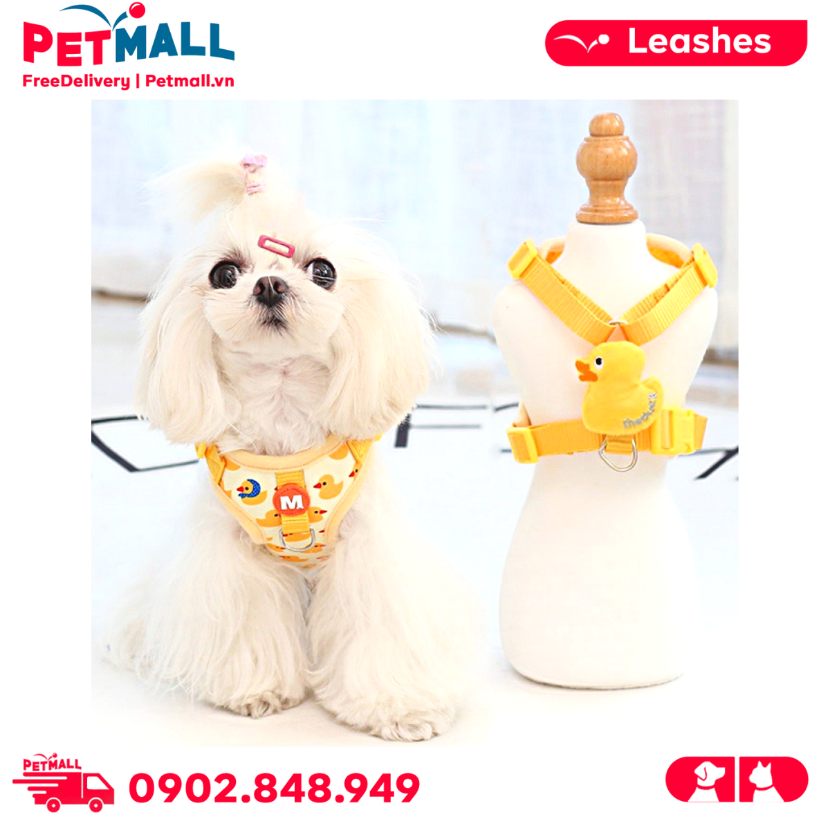 Set yếm + dây dắt SONICE Bechon Duck Petmall