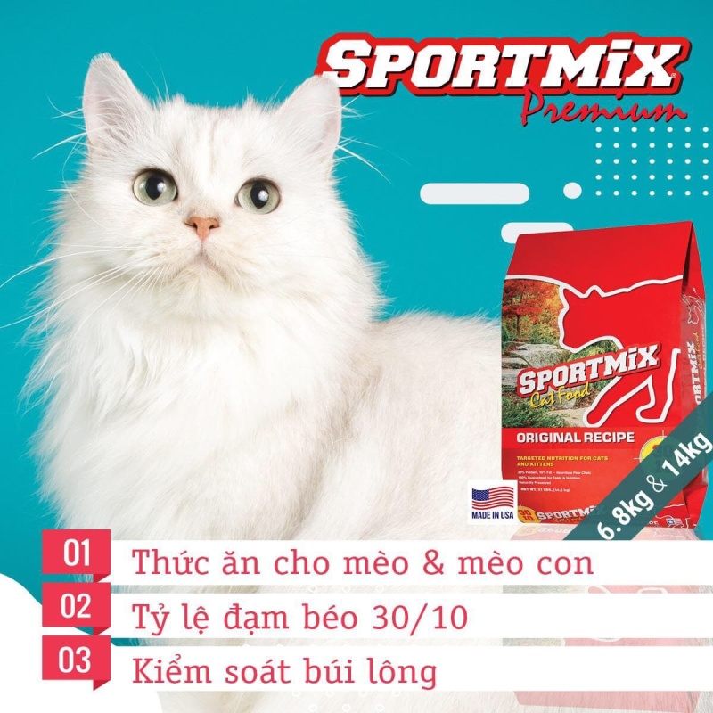 Thức ăn cho mèo chuẩn Mỹ Sportmix cat food original recipe 6,8kg