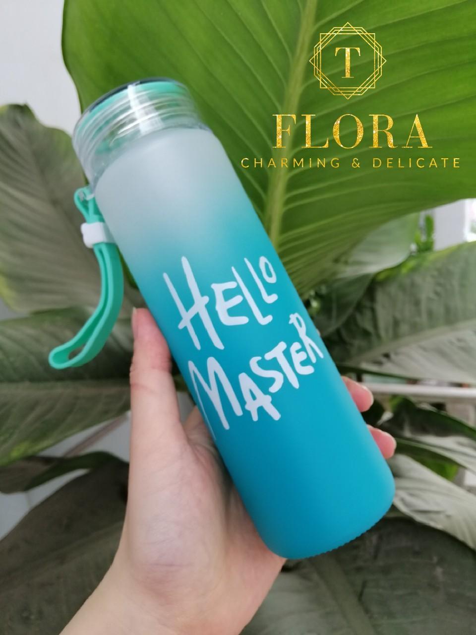 Bình thủy tinh đựng nước Hello Master 400ml (màu giao ngẫu nhiên, chat để chọn màu)