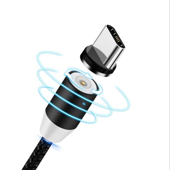 Cáp Sạc Từ Hút Nam Châm Đầu  Lightning - Micro Usb - Type C - Dây Dù - Xoay 360 Độ