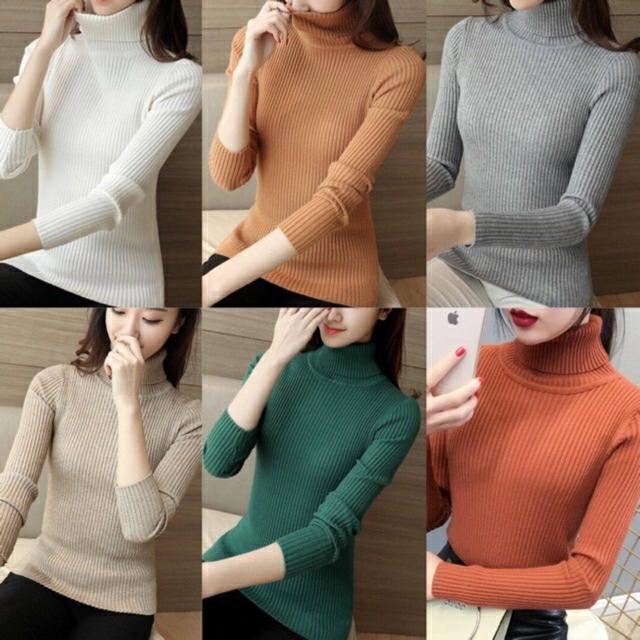Áo len gân cổ lọ cao cấp