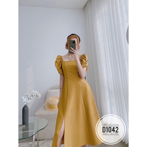 Bigsize bigsize đầm cổ vuông xẻ tà