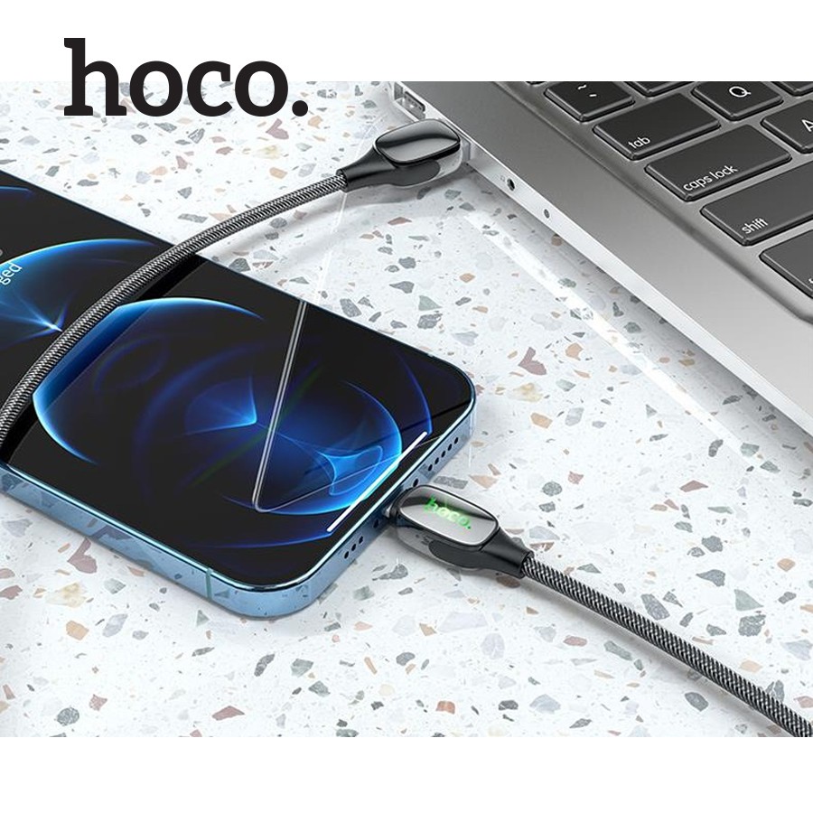 Cáp Tự Ngắt Có Đèn Báo Hoco DU05 Lightning dây bọc dù siêu bền