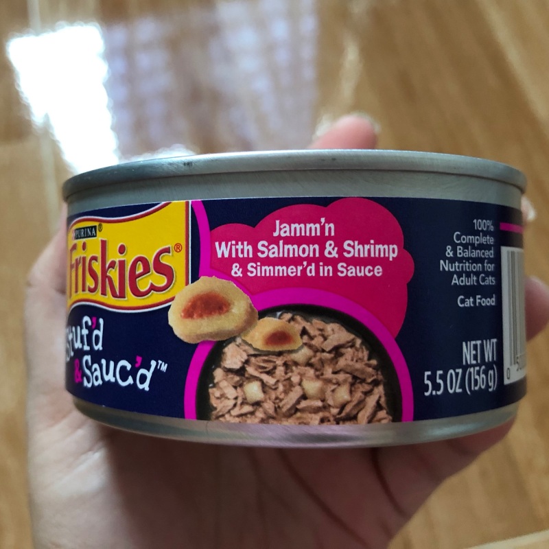 Friskies Stufd & Saucd Jammn with Salmon & Shrimp & Simmerd in Sauce