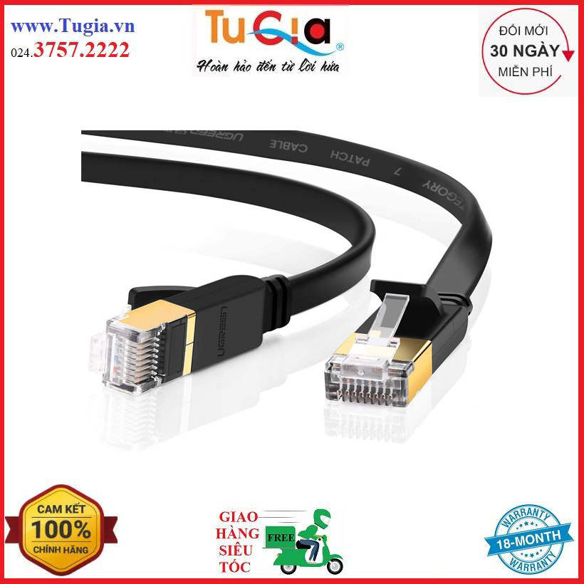 Cáp mạng 2 đầu đúc cat7 utp patch cords dạng dẹt dài 1m ugreen nw106 11260 - hàng chính hãng