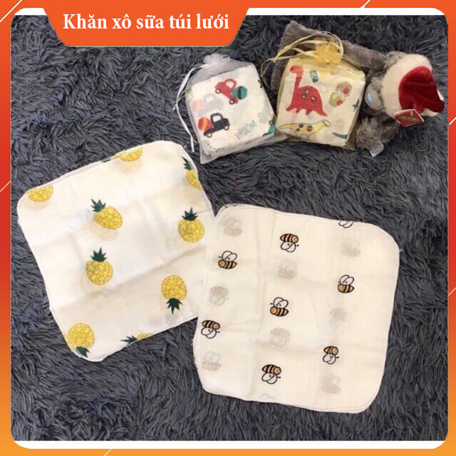 Set 10 khăn sữa xô túi lưới siêu mềm cho bé
