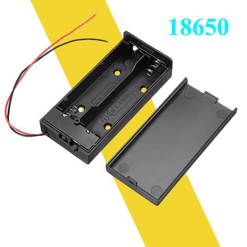 Hộp đế pin 18650, pin li-on 2 pin có nắp công tắc