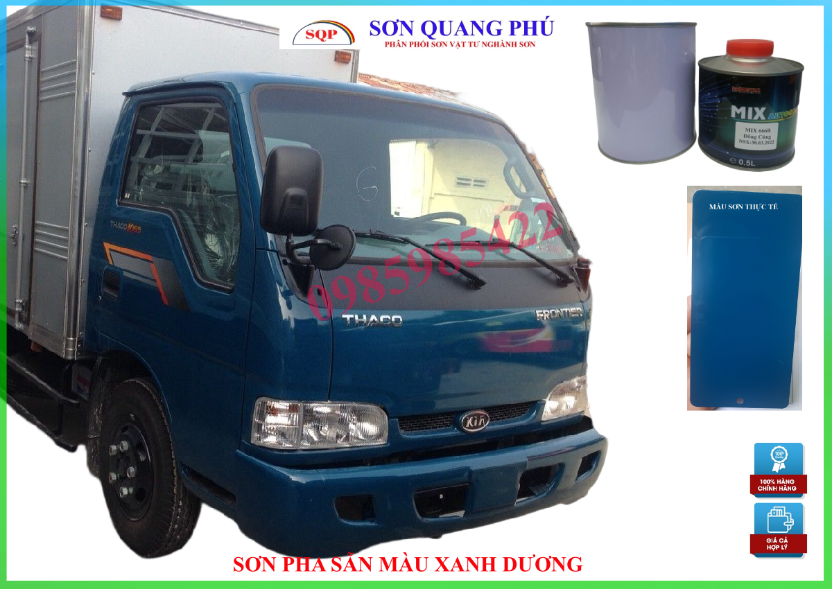 Sơn pha sẵn tq màu xanh 2k xe tải kia k165 sơn 1l+đóng rắn 0.5l sơn xe tải pha sẵn kia trường hải sonquangphu422