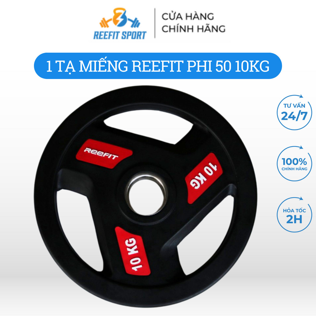 Tạ miếng tạ bánh cao su 3 lỗ reefit 10kg phi 50