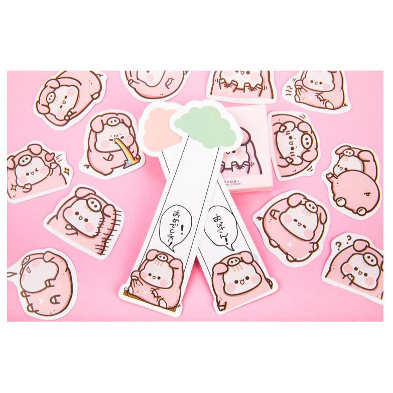 Bộ 46 Sticker Pink Hàn Quốc dán trang trí E72