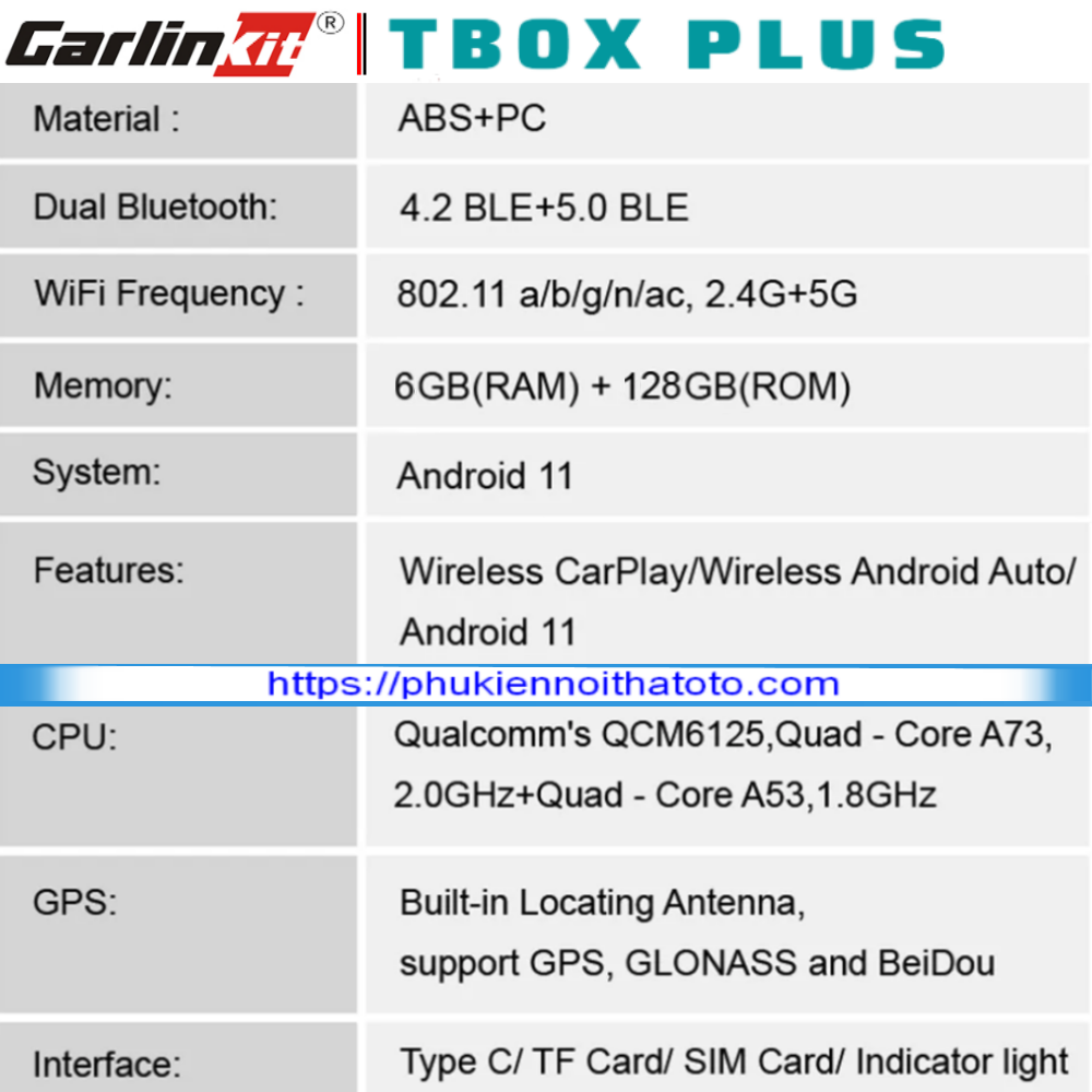 Android box CarlinKit Tbox Plus Ram 6Gb Rom 128Gb  Vietmap S2