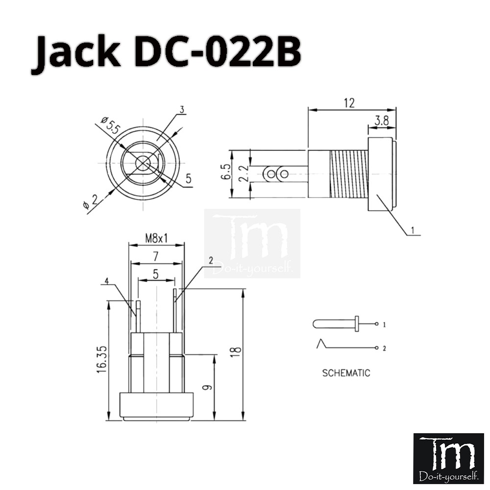 Combo 5c Jack Nguồn DC-022B 5.5*2.1mm 5521